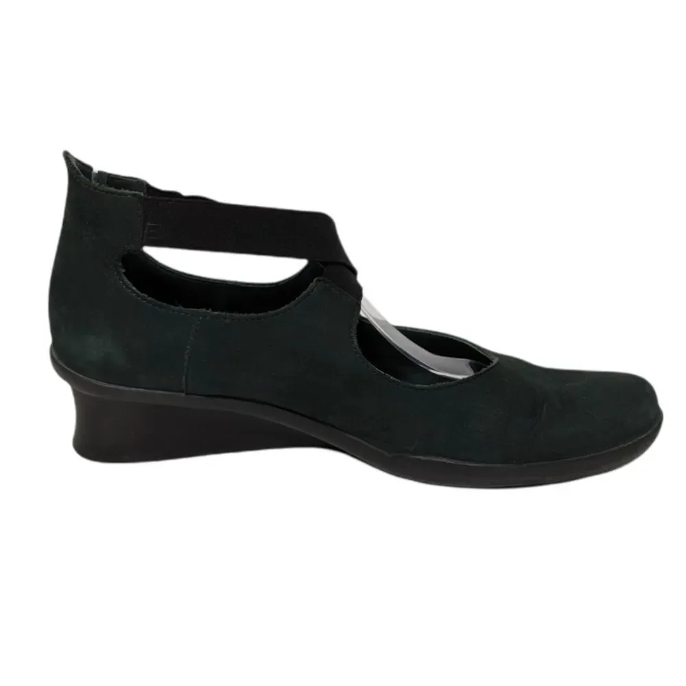 ARCHE Green Leather Cross Strap Wedge Heels 39